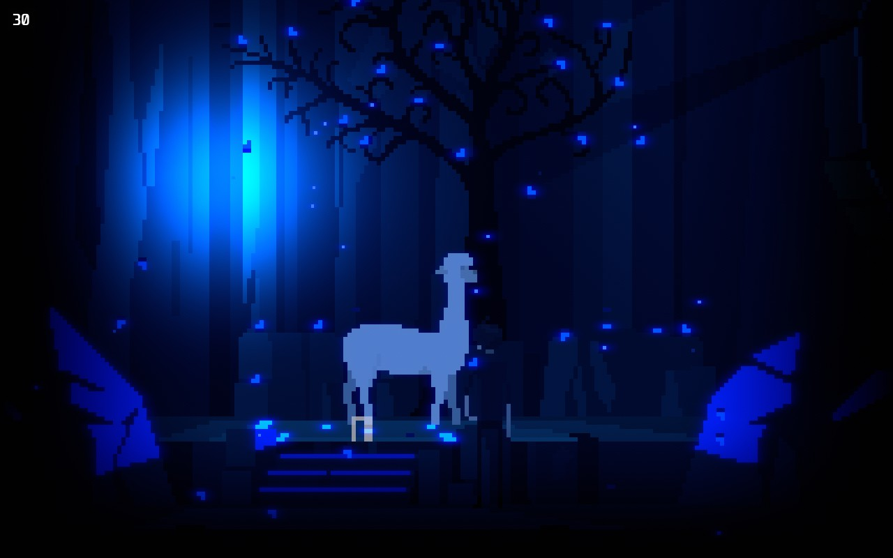 llama in blue light