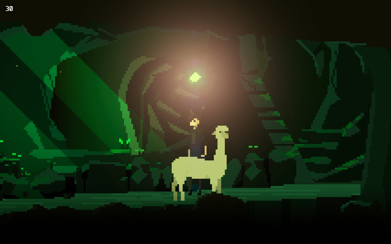 llama in green light